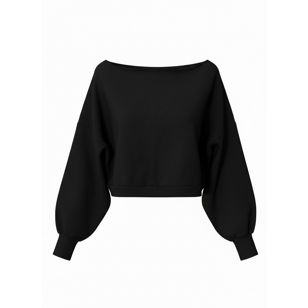 Women's Blogilates Dance Studio Black Off-The-Shoulder Cropped Sweatshirt Sz XL